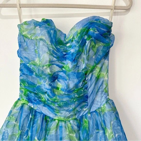 True Vintage 50’s Floral Strapless Party Prom Tea Length Dress - Picture 4 of 6